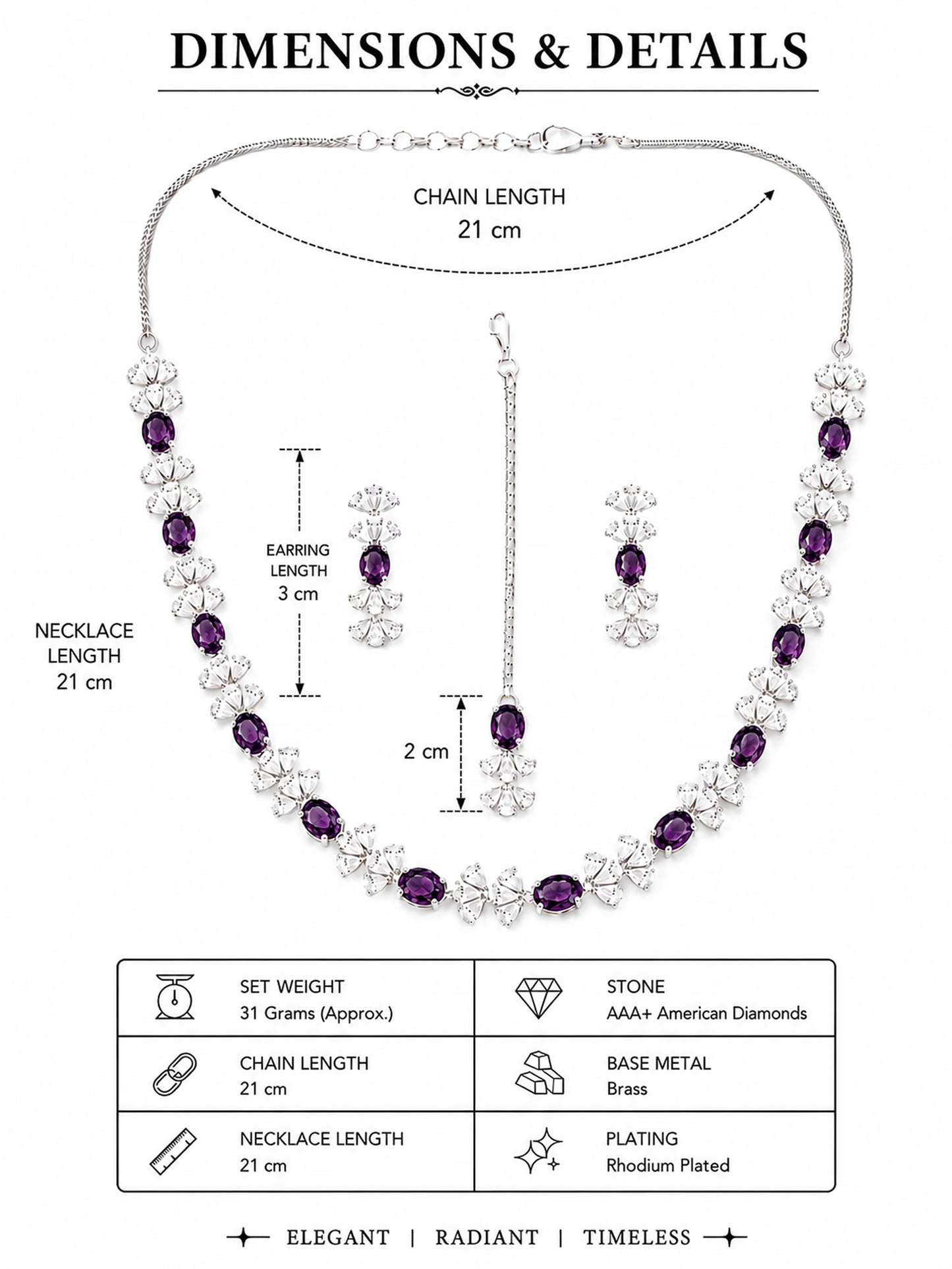 Silver Plated Purple AD Jewellery Set for Women
