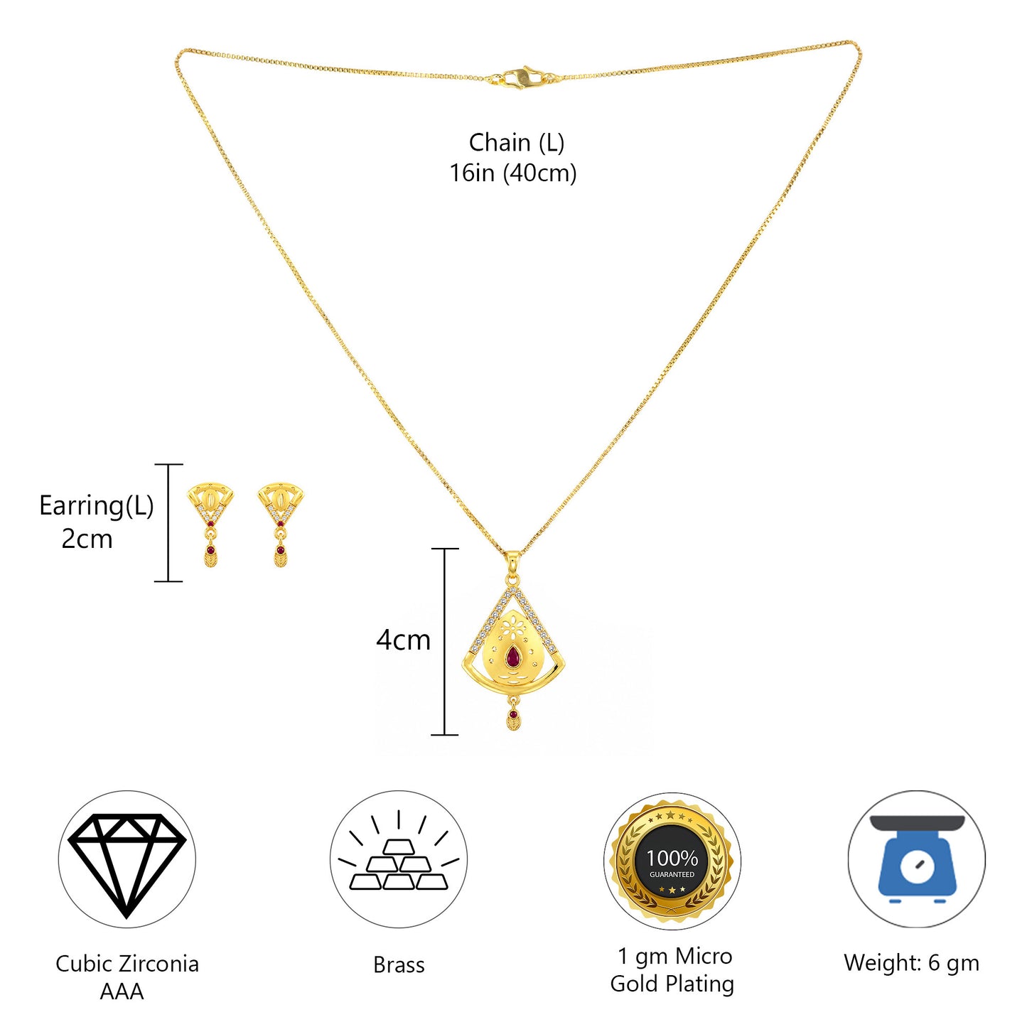 Micro Gold AD Pendant Set for Women