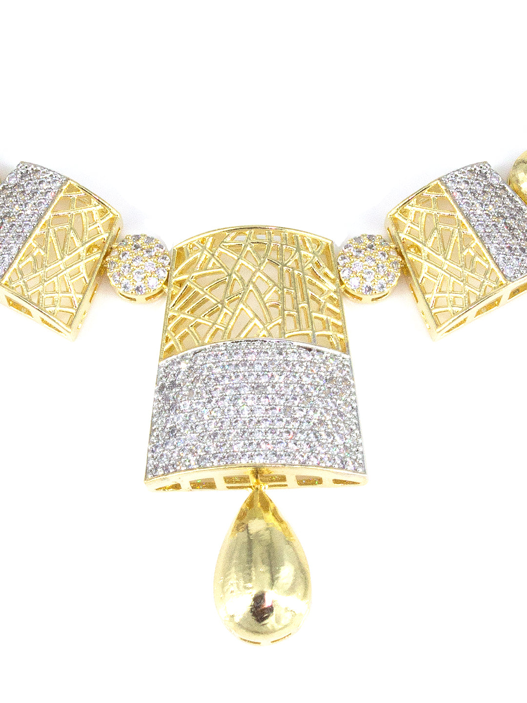 Gold Plated AD Cocktail Jewellery Set For Women