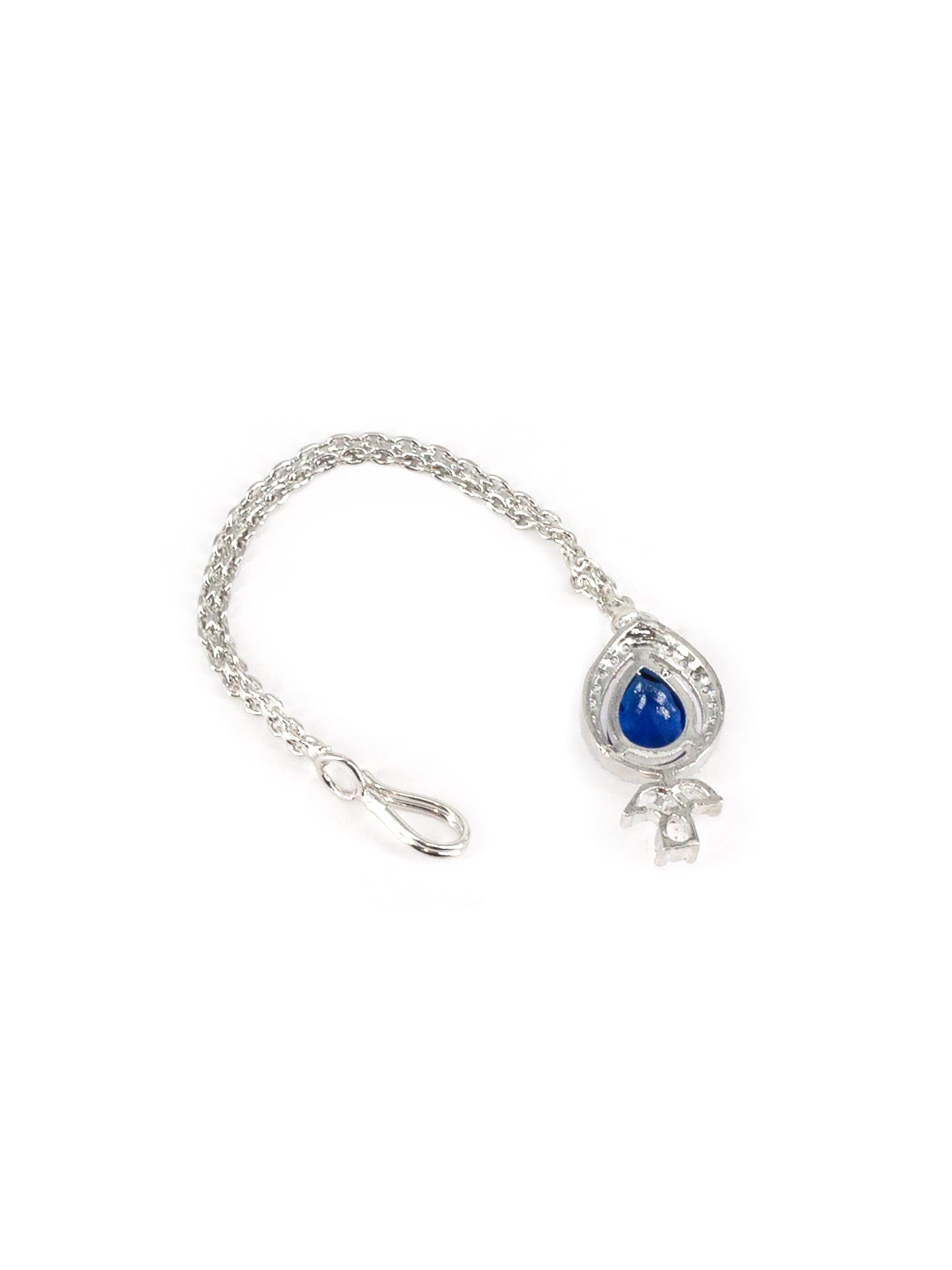 Silver Plated Blue American Diamond Maang Tikka for Women
