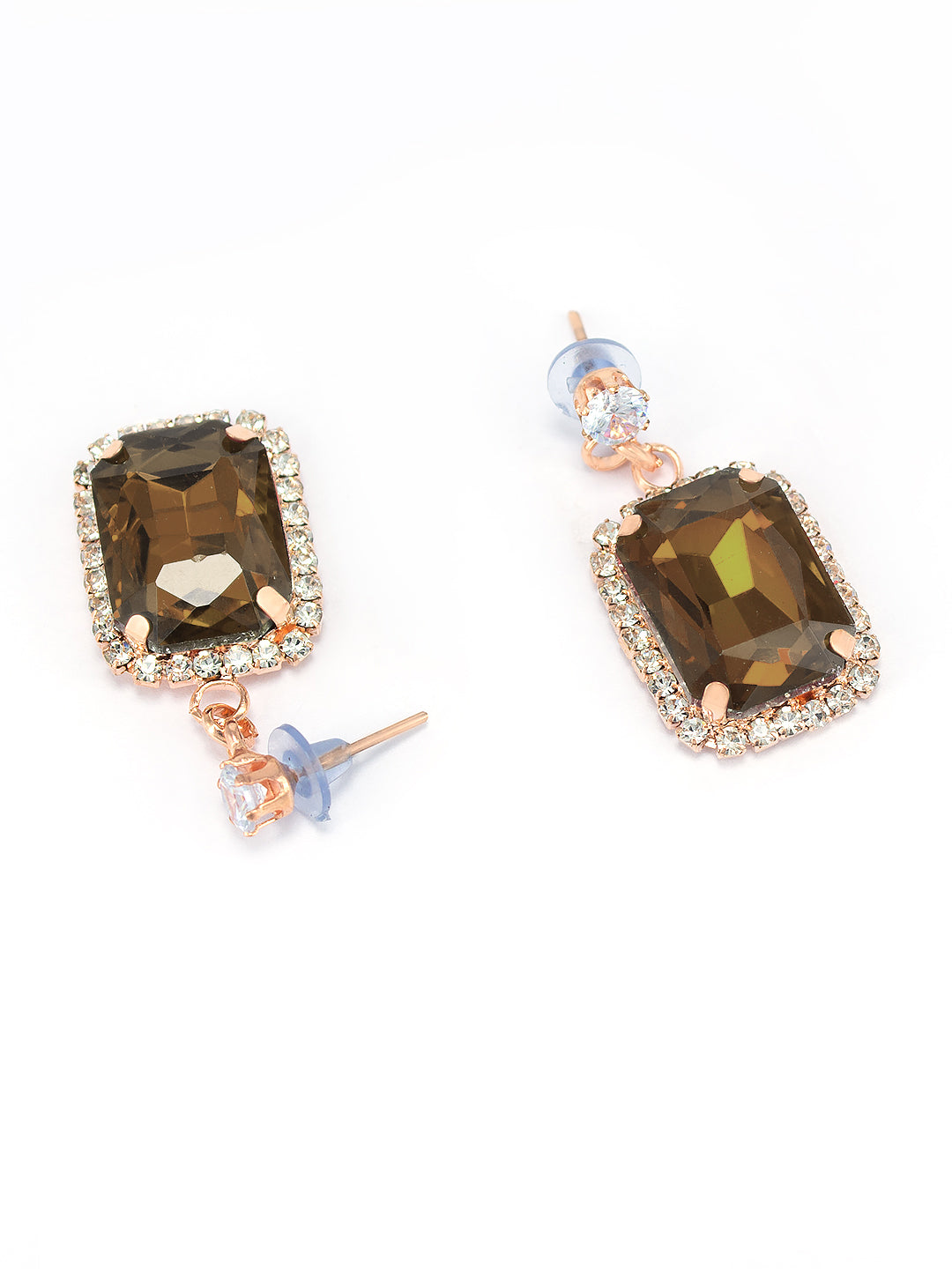 Crystal Stone Square Drop Earrings