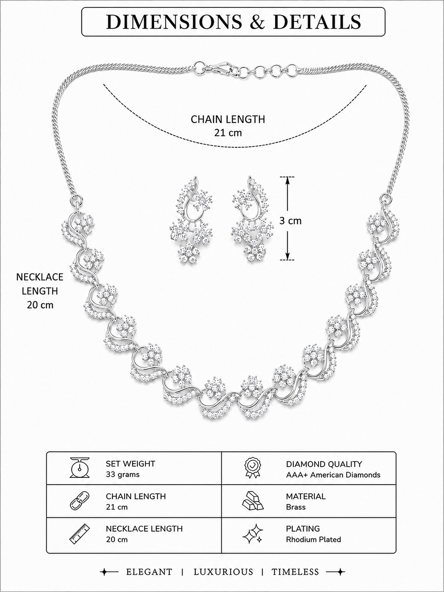 Silver Plated AD Floral Jewellery Set for Women