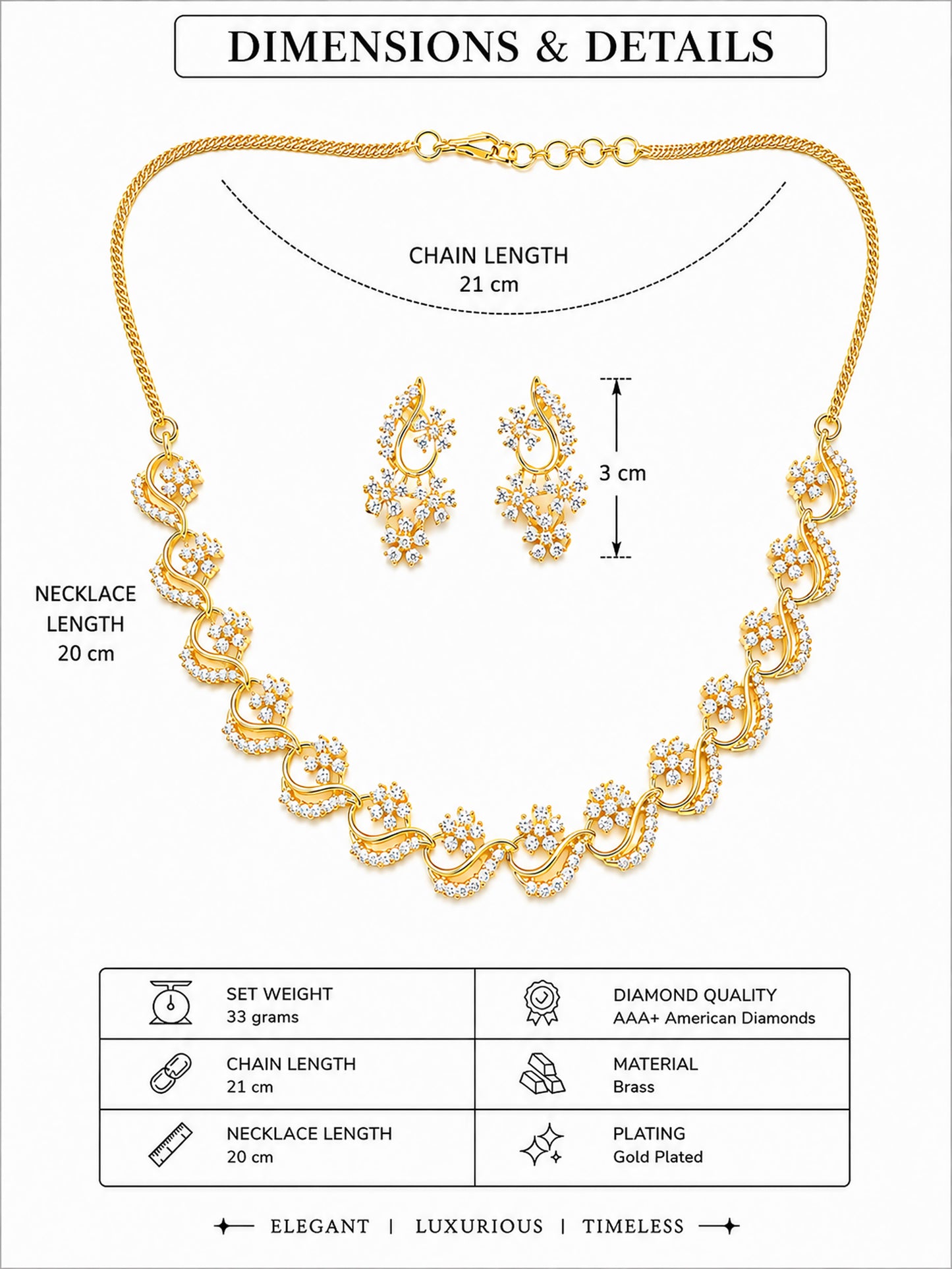 Gold Plated AD Floral Jewellery Set for Women