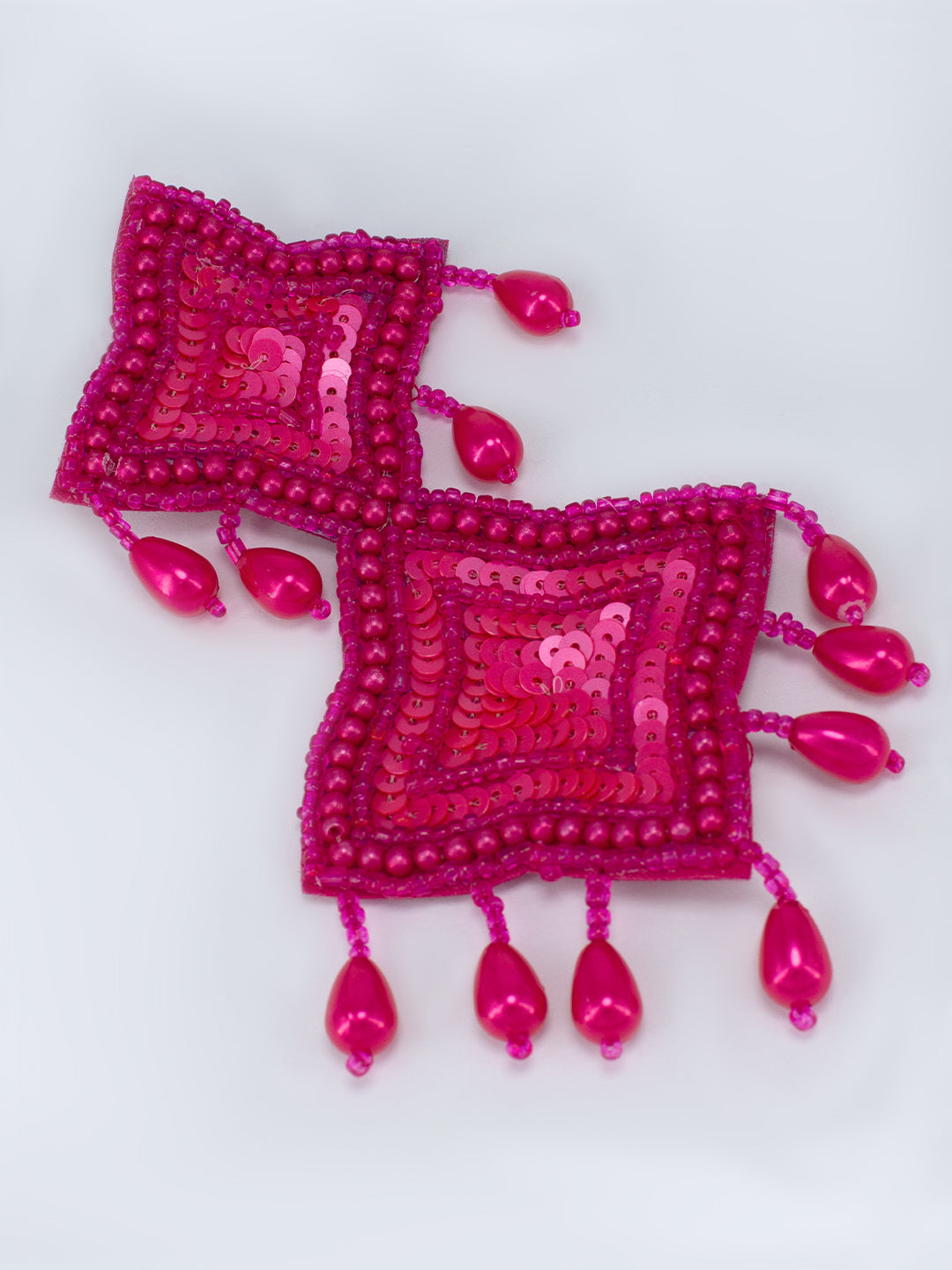 Red Beaded Star Quirky Drop Earrings