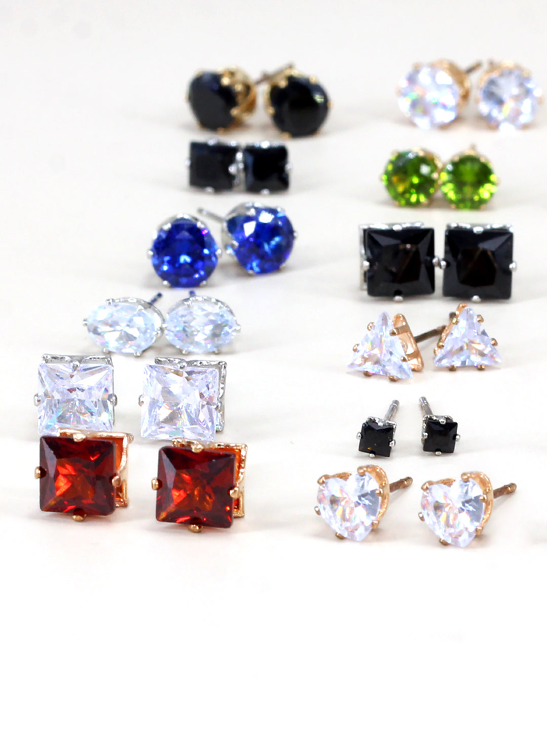 Pack of 26 Multicolour Geometric AD Stud Earrings