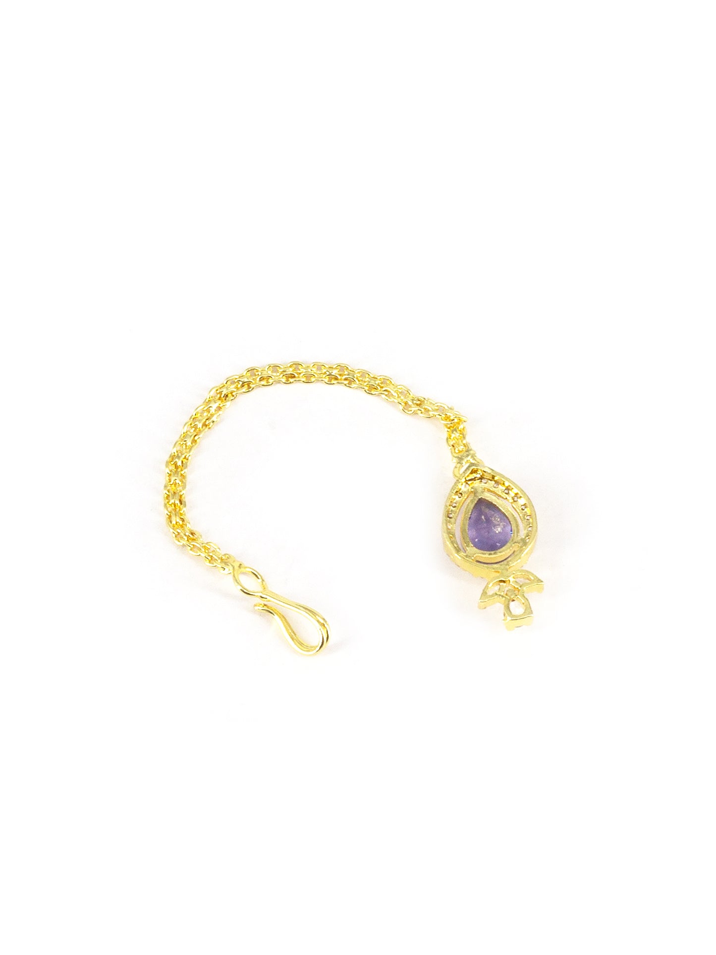 Gold Plated Purple American Diamond Maang Tikka for Women