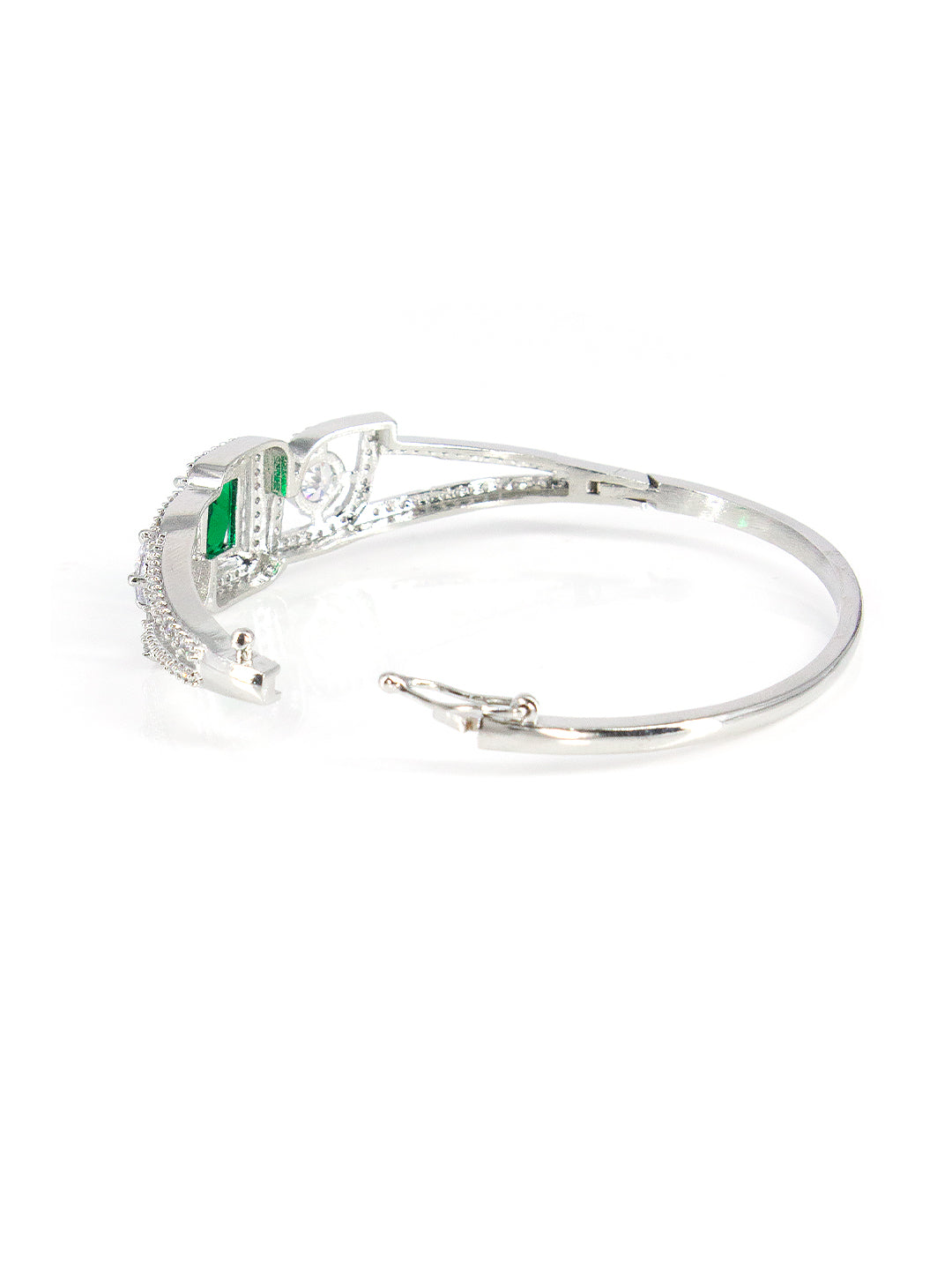 Silver Plated Green AD Minimal Bracelet