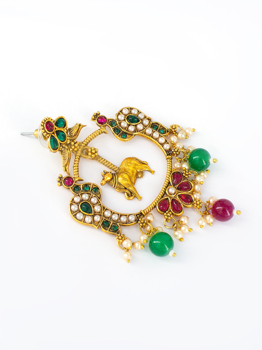 Green & Red Nandi Traditional Earrings