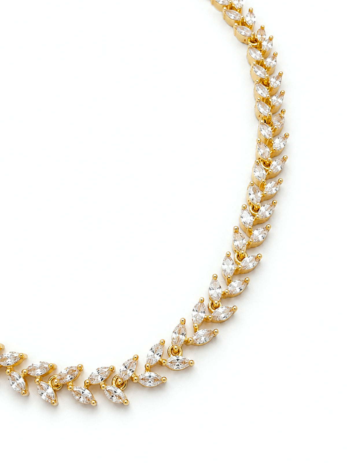 Gold Plated Leaf American Diamond Trendy Jewellery Set