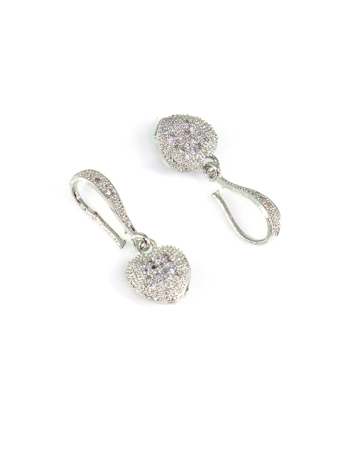 Silver Plated American Diamond Small Heart Shaped Drop Earring