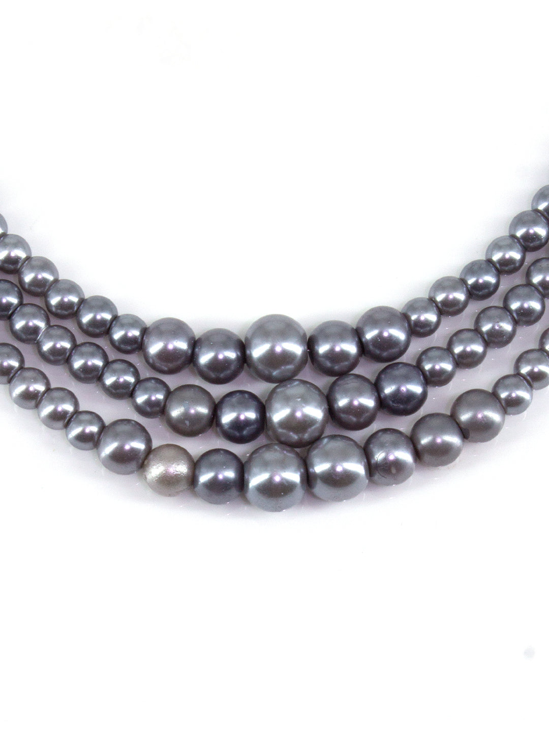 Ash Grey 3-Layered Faux-Pearl Jewellery Set