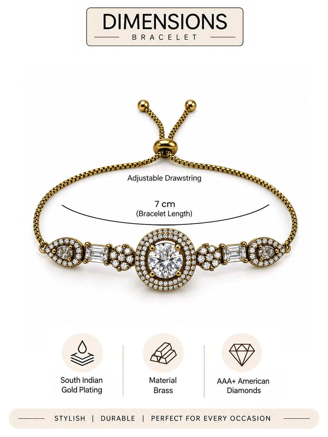 South India Gold Plated AD Bracelet for Women