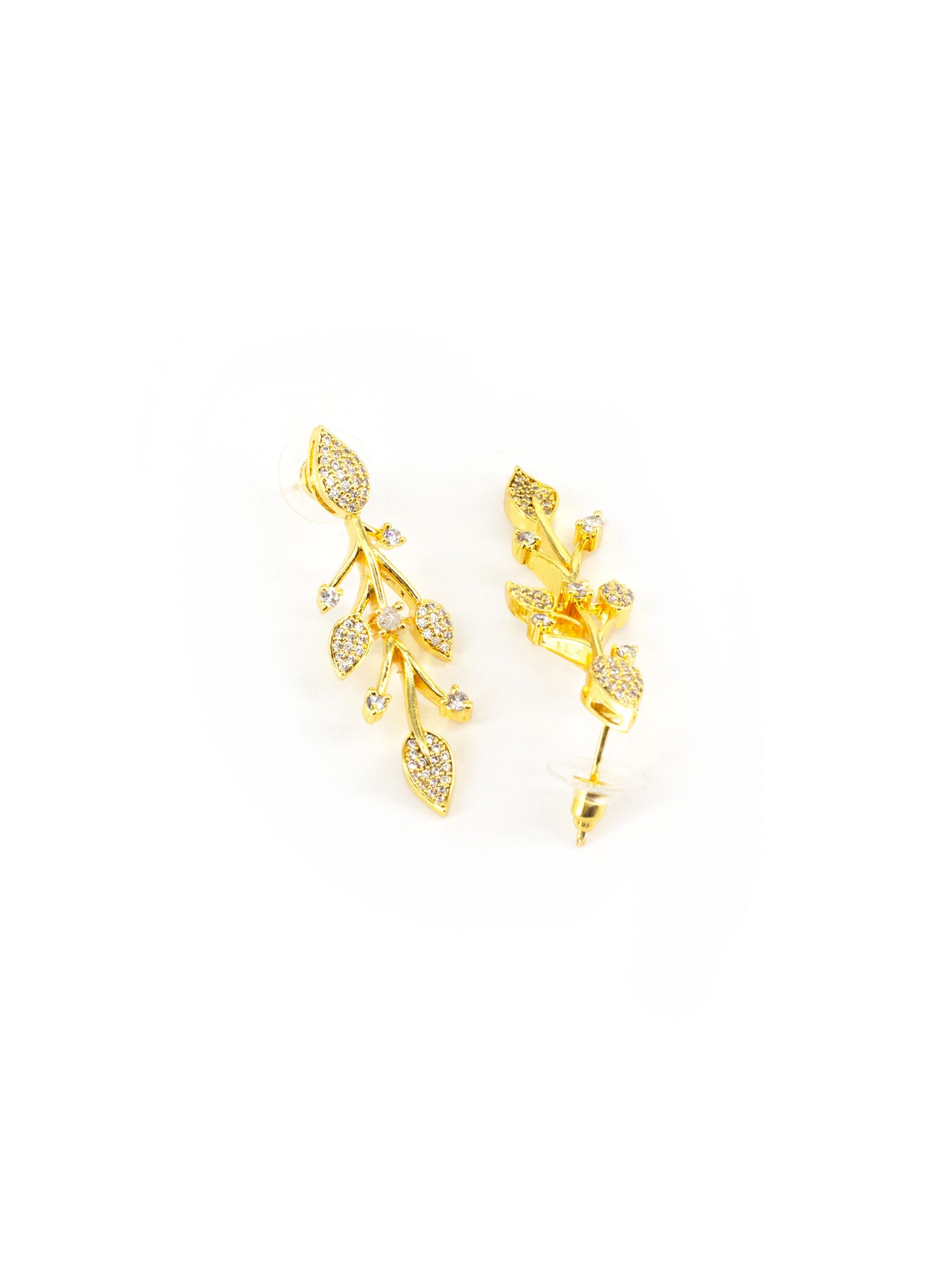 Gold Plated American Diamond Leaf Designer Jewellery Set for Women