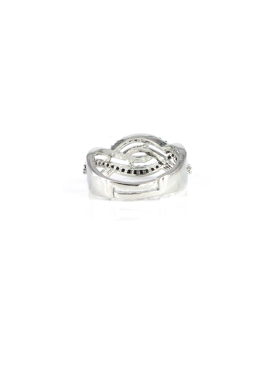 Silver Plated AD Blue Minimal Adjustable Band Ring