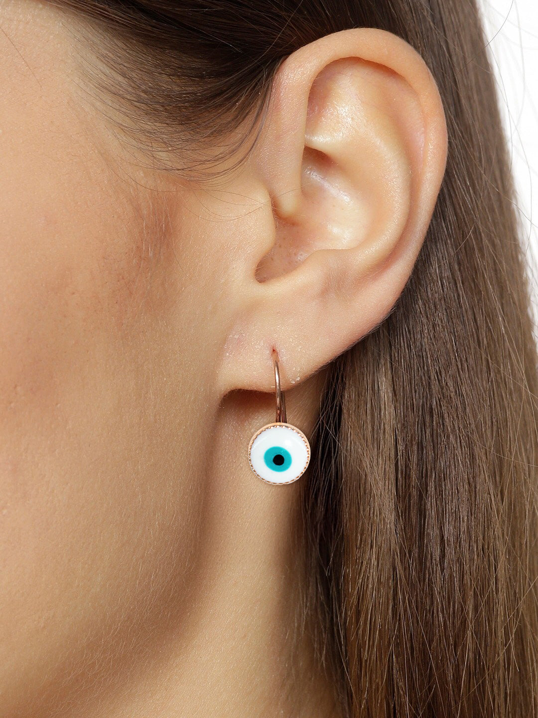PRIVIU Set of 3 Rose Gold Evil Eye Earrings for Women