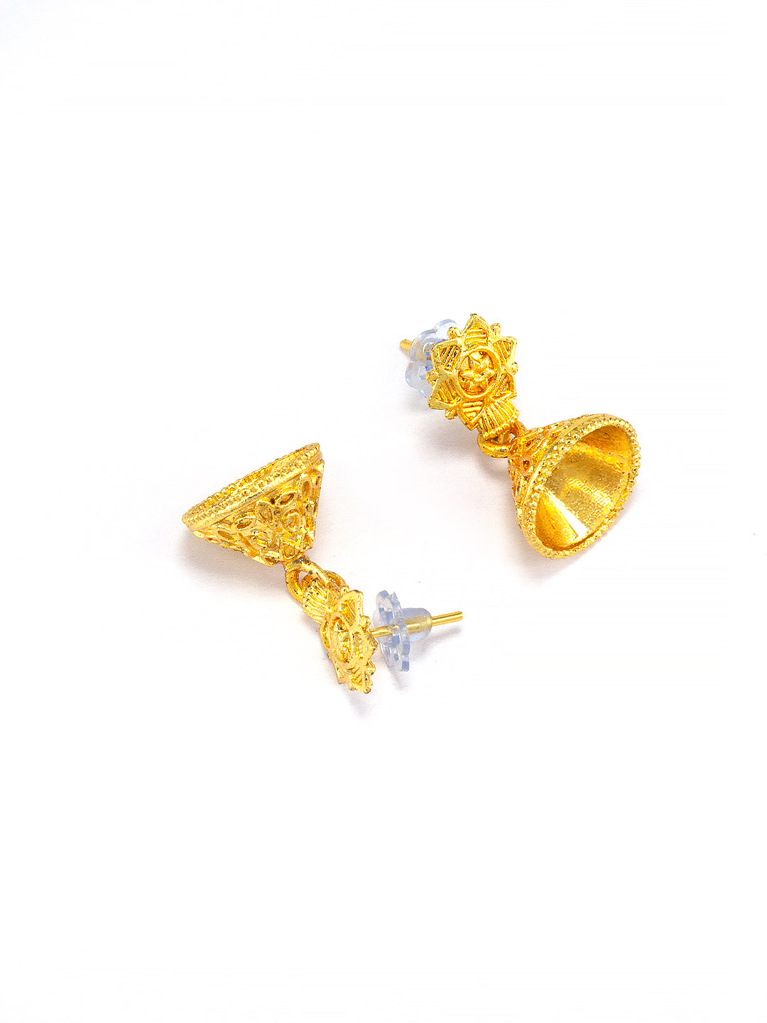 Gold Plated Floral Jhumki Earrings