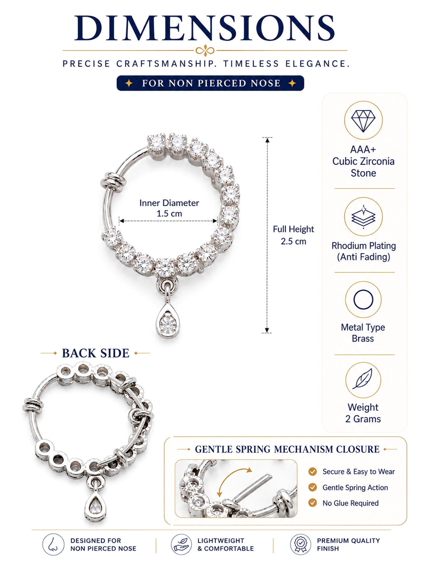 Silver Plated AD Nosering for Women