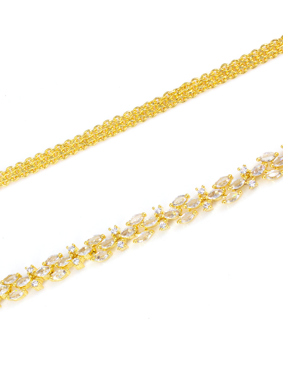 Gold Plated AD Sleek Designer Waist Chain For Women