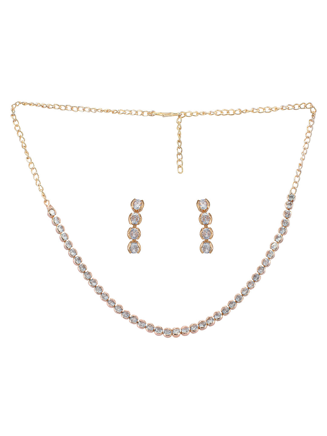 Rose Gold Plated AD Jewellery Set
