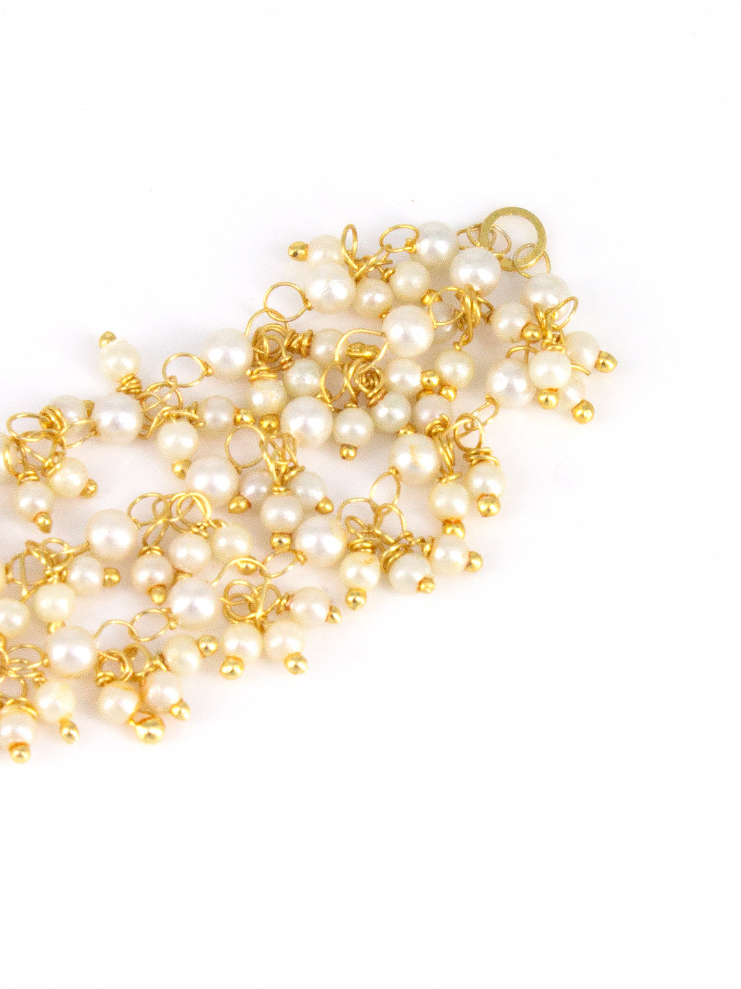 Gold-Plated 3-Layered Beads Drop Ear Chain