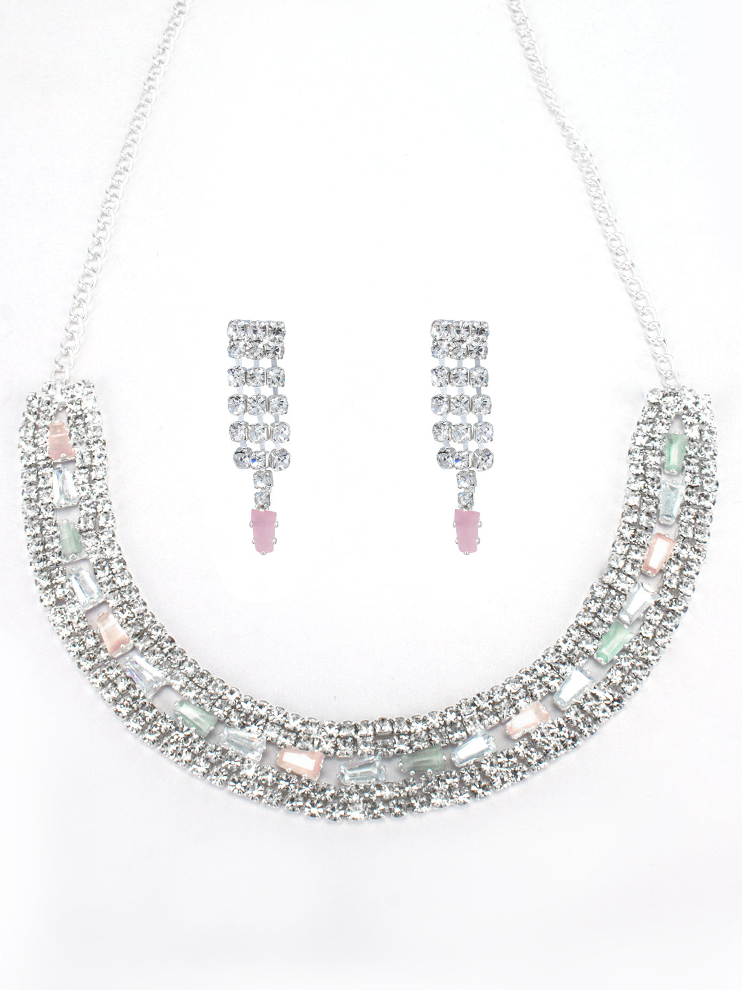 Pink & Green CZ Jewellery Set