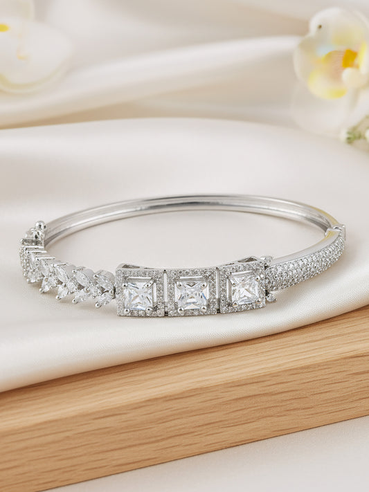 Silver Plated AD Bangle Bracelet for Women