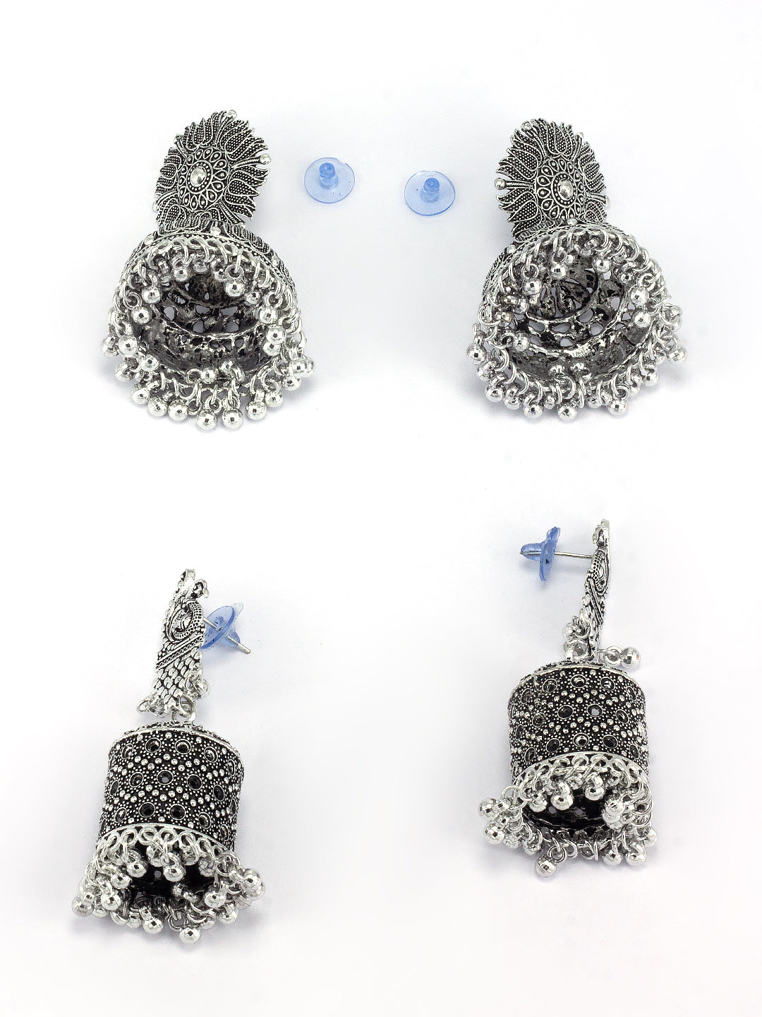 Pack Of 2 Floral Oxidised Jhumkas Earrings