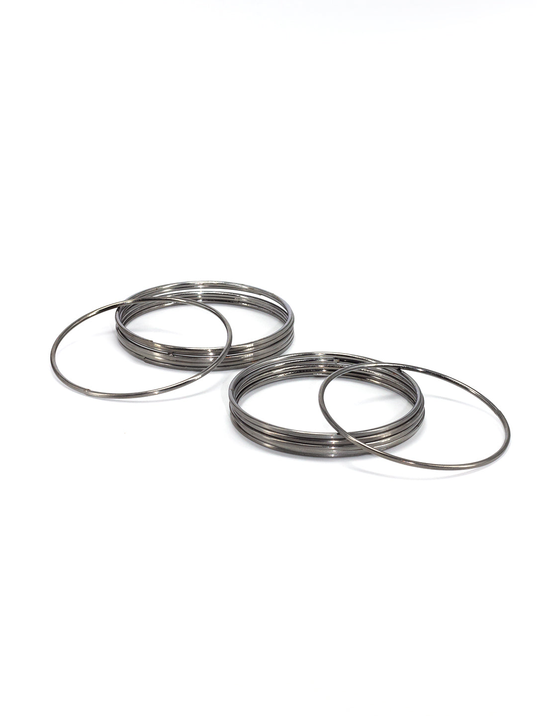 Set Of 12 Gun-Metal Minimal Basic Bangles