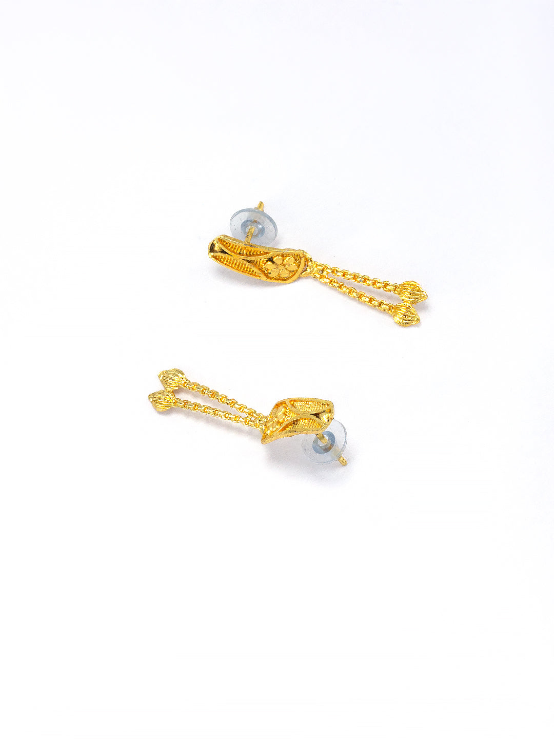 Gold Plated Traditional Floral Drop Earrings