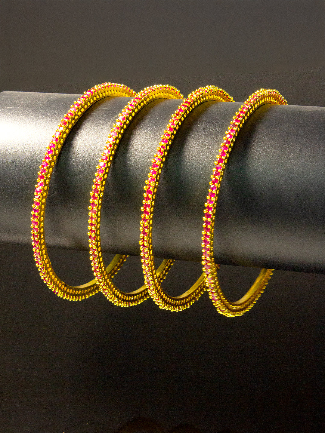 Set Of 4 Gold-Plated American Diamond-Studded Bangles