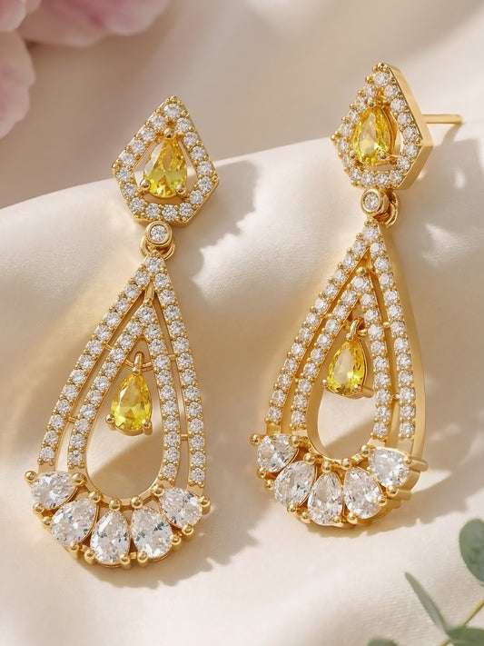 Gold Plated American Diamond Earrings for Women