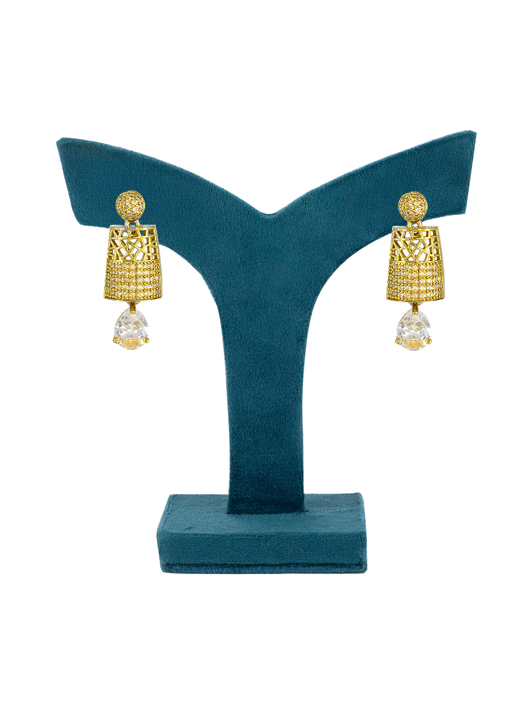 Gold Plated Antique AD Drop Earrings For Women