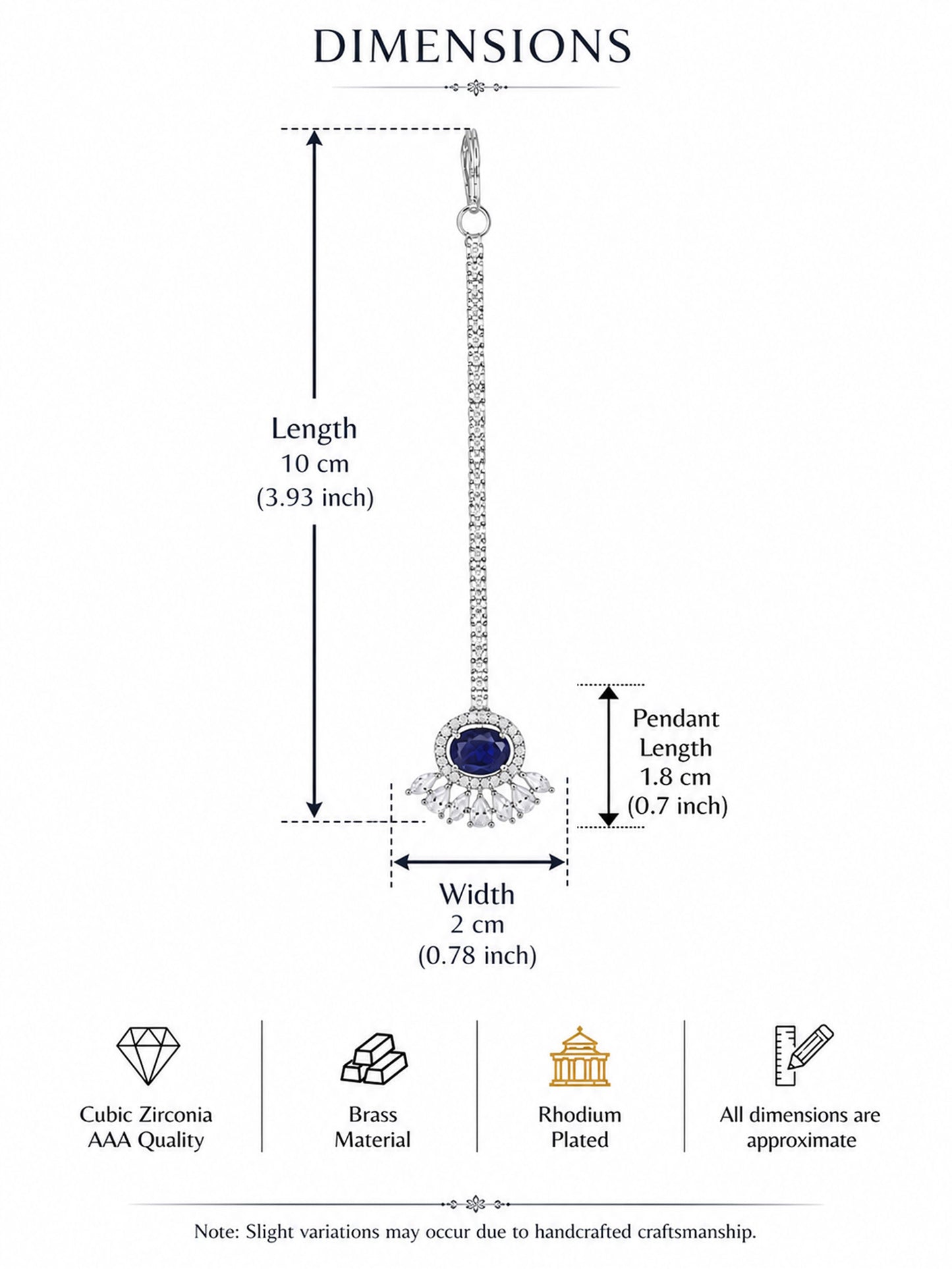 Silver Plated Purple AD Maang Tikka for Women
