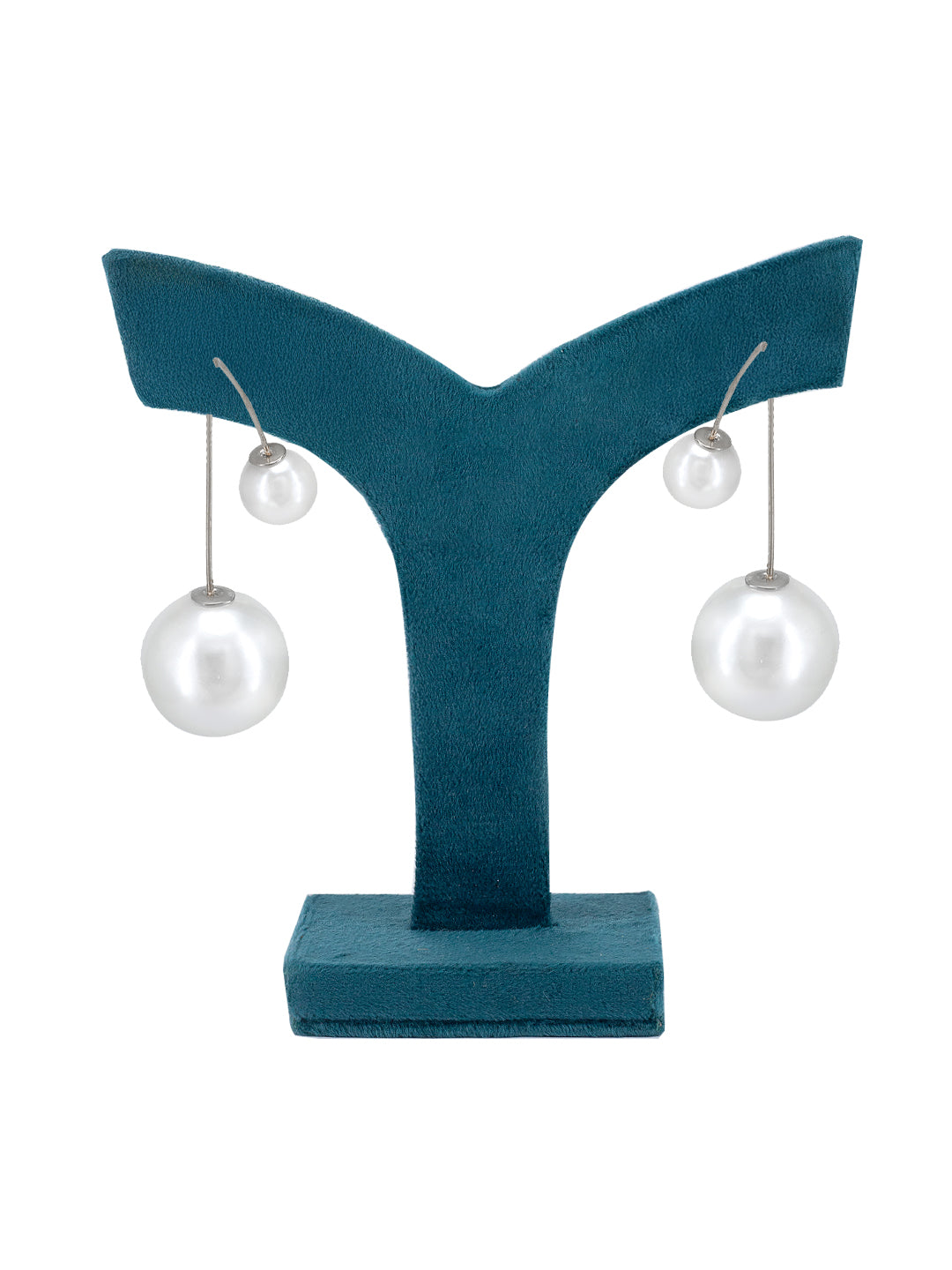 White Beads Drop Earrings