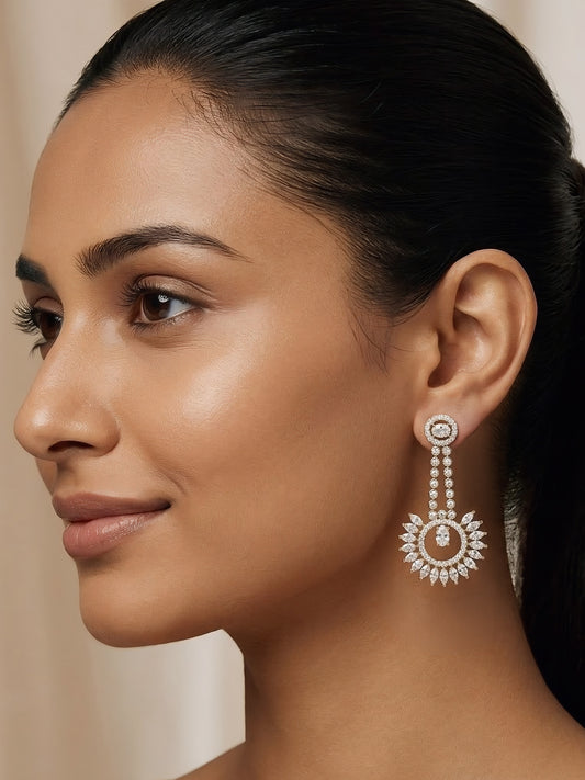 Gold Plated American Diamond Earrings for Women
