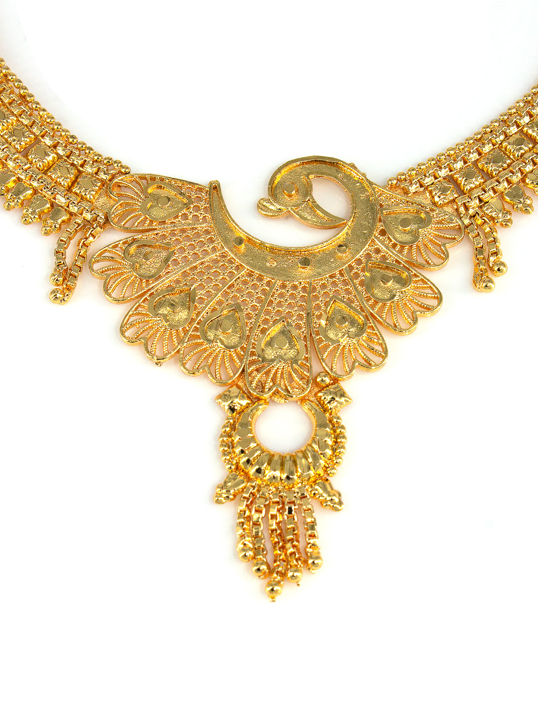 Gold-Plated Peacock Design Jewellery Set