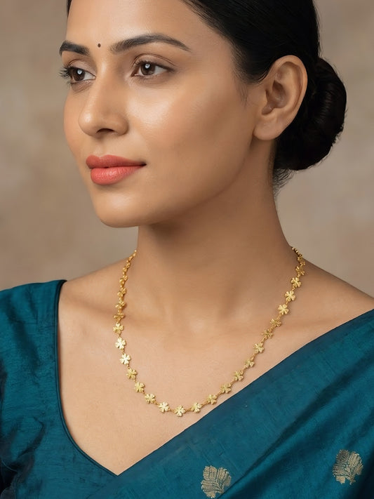 Gold Plated Floral Chain Necklace for Women