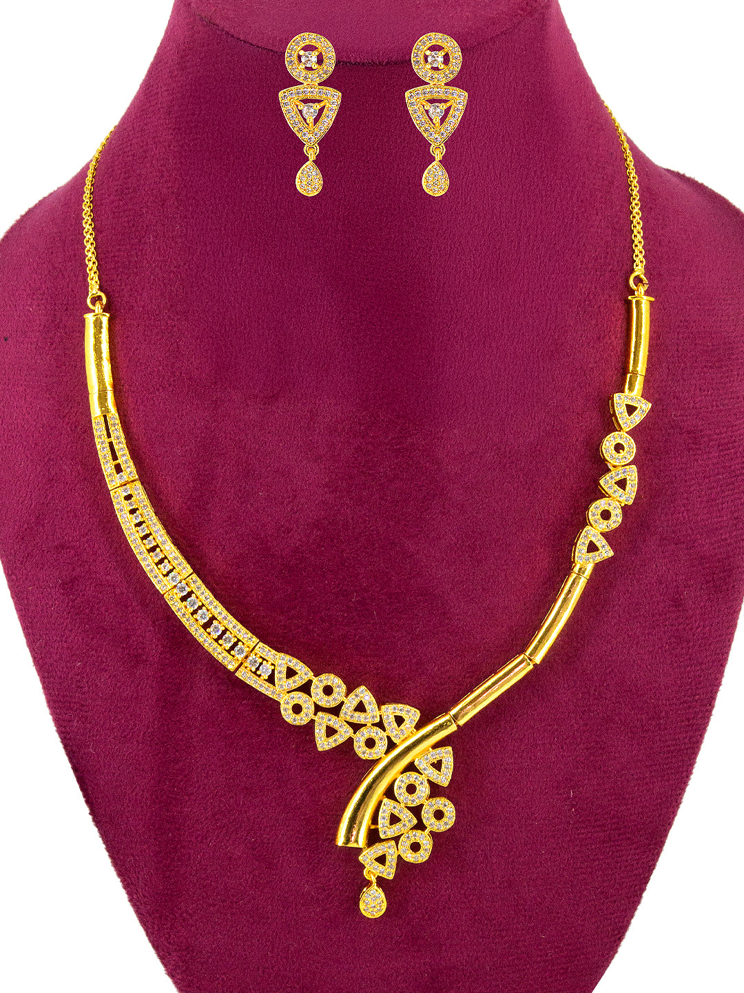 Gold Plated Designer AD Jewellery Set