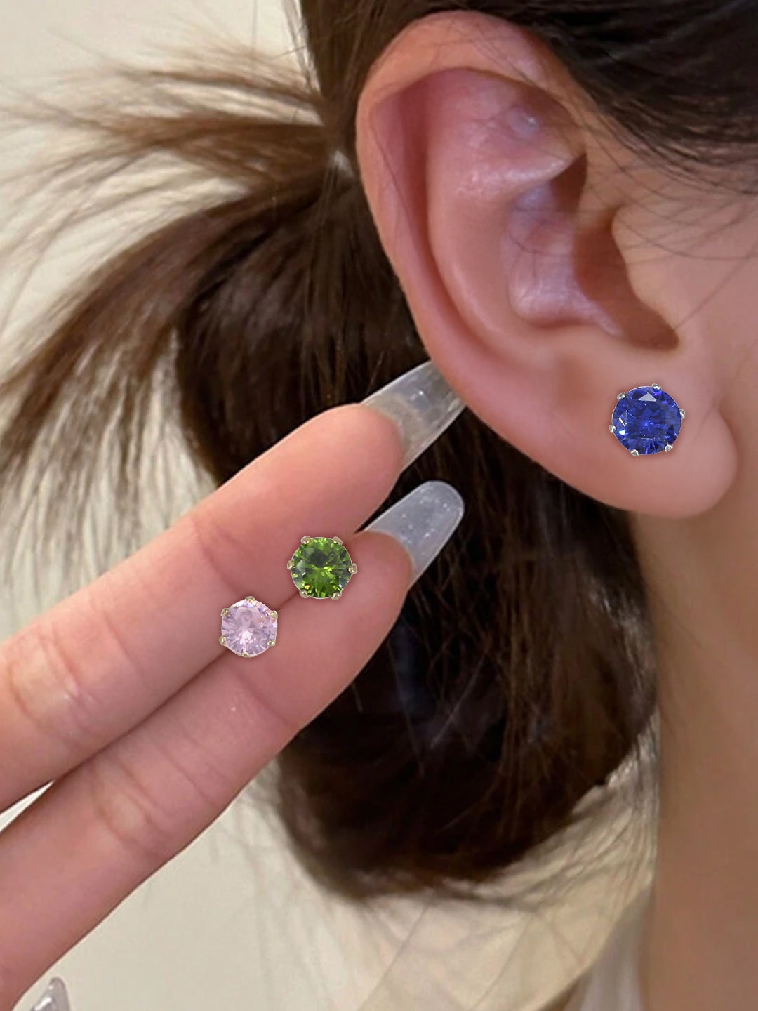 Pack of 26 Multicolour Geometric AD Stud Earrings