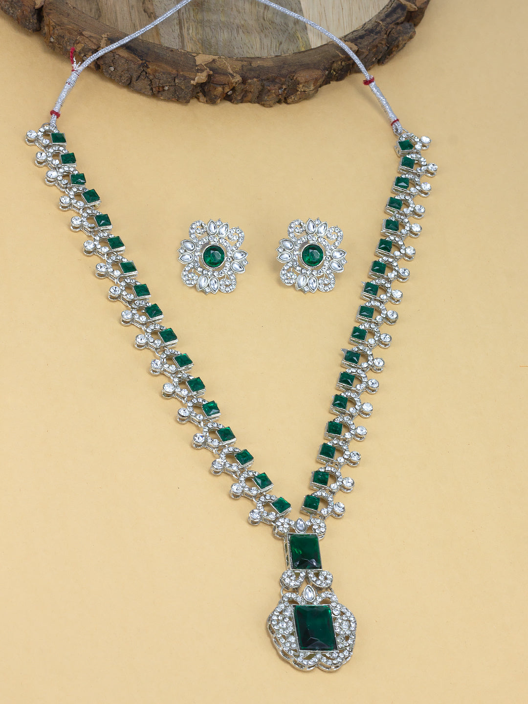 Green CZ Long Jewellery Set