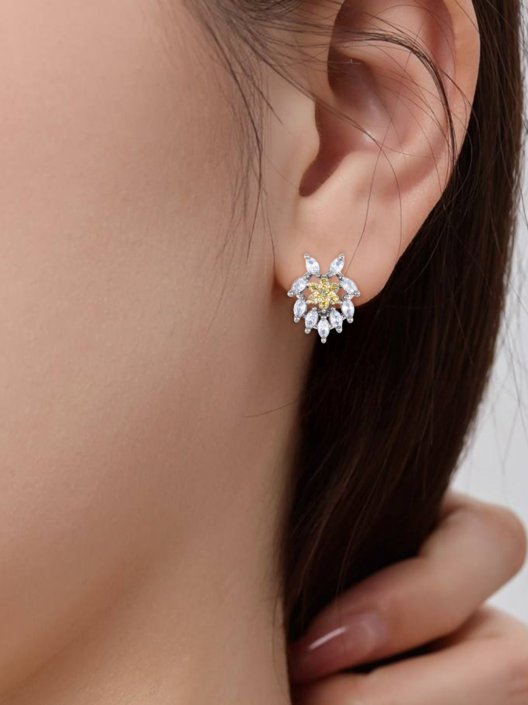 American Diamond Studded Floral Shaped Studs for Women and Girls