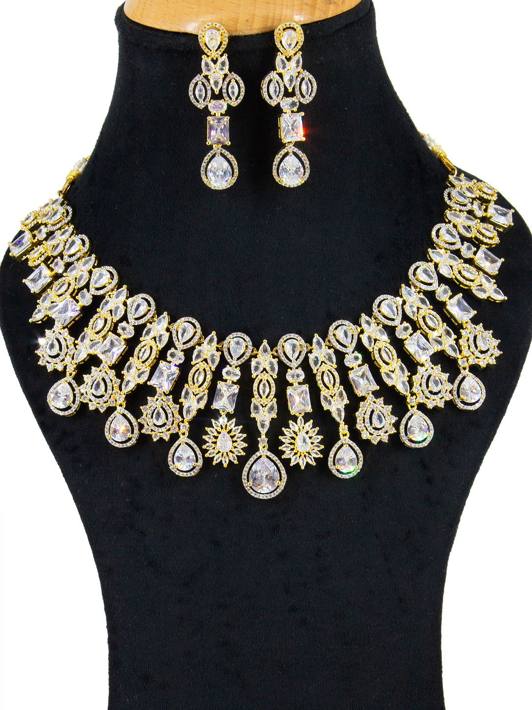 Gold Plated AD Semi-Bridal Jewellery Set For Women
