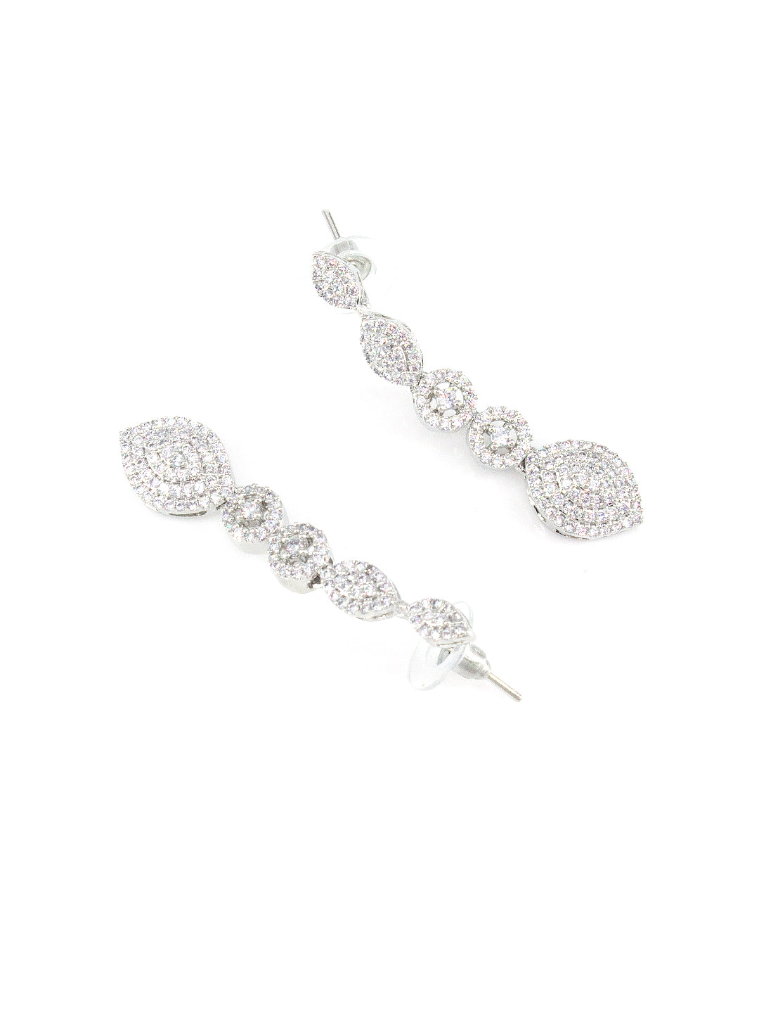 Silver Plated AD Designer Floral Jewellery Set