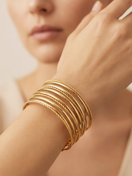 Gold Plated Adjustable Cuff Bracelet for Women