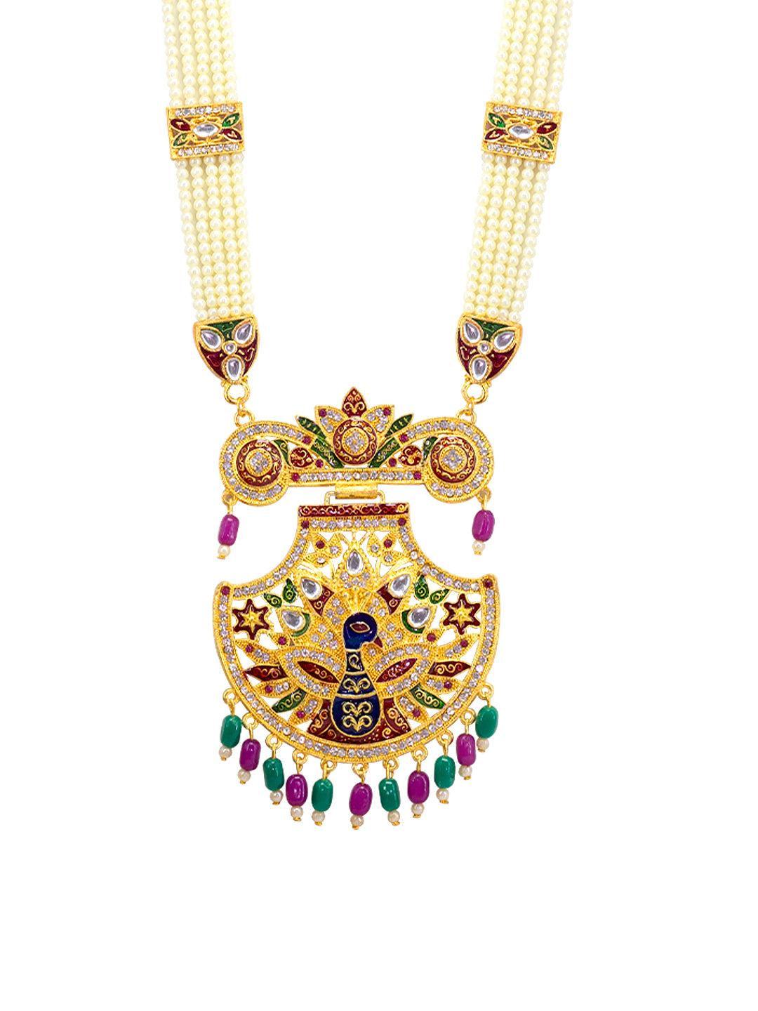 Peacock Artificial Stone & Beads Jewellery Set