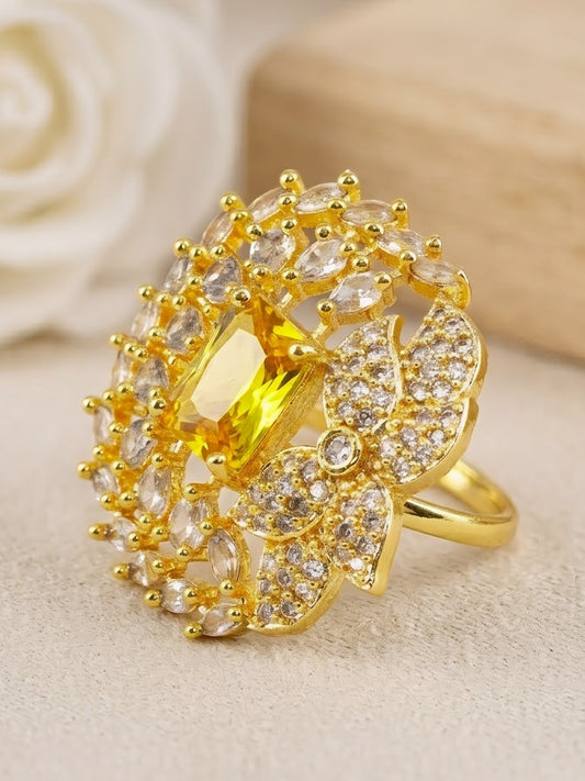 Gold Plated Yellow AD Finger Ring for Women