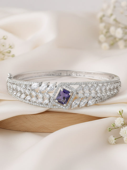 Silver Plated Purple AD Traditional Bangle Bracelet for Women
