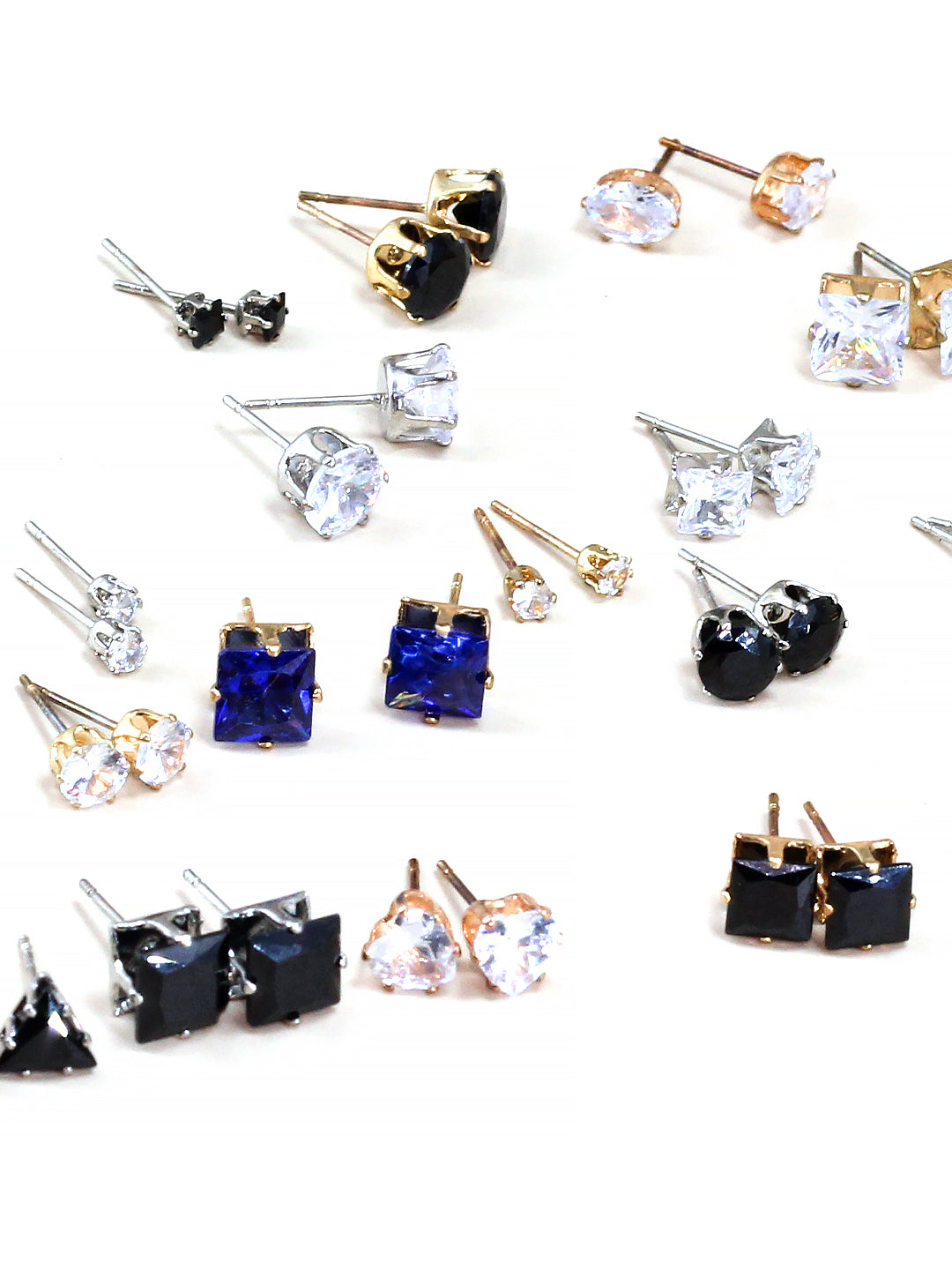 Pack of 26 Multicolour Geometric AD Stud Earrings