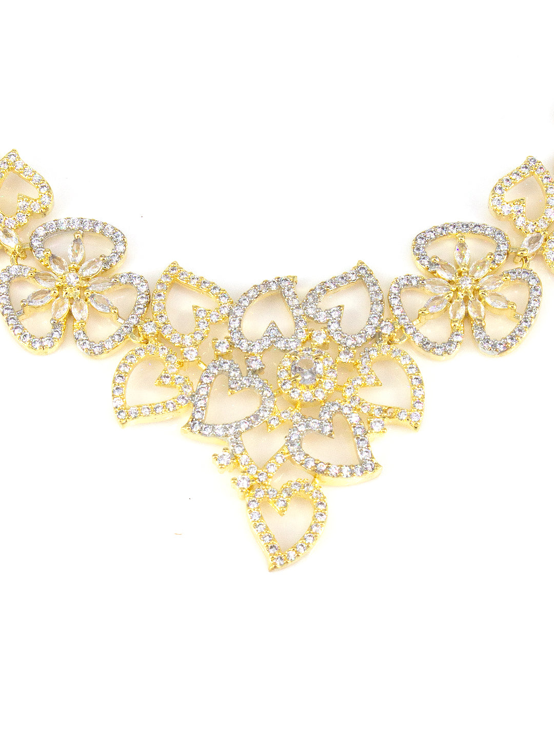 Gold Plated Floral AD Designer Jewellery Set