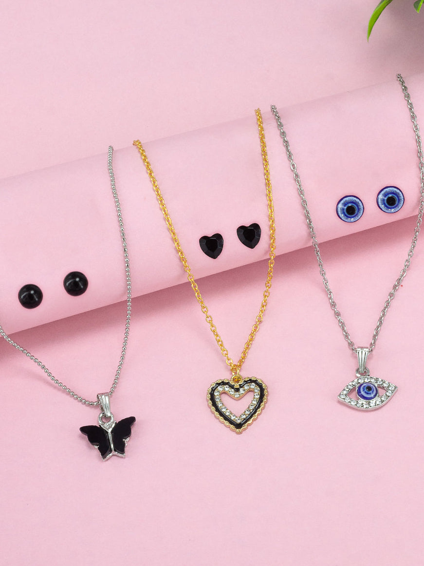 Pack of 3 Trendy Pendants & Earrings Set Gift